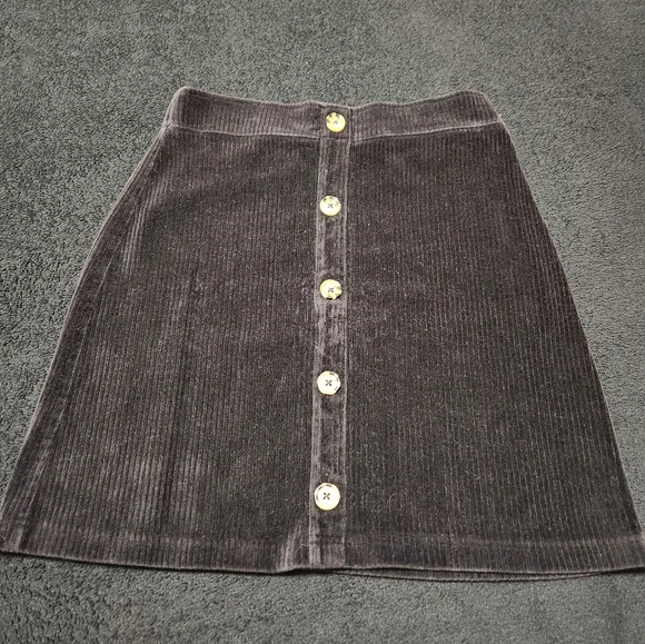 Wallflower Corduroy Mini Pull On Skirt Black Button Medium - Picture 2 of 5